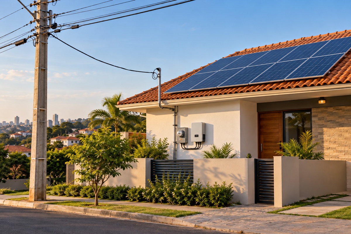 Sistema solar on-grid: como funciona a geração conectada à rede — imagem ilustrativa