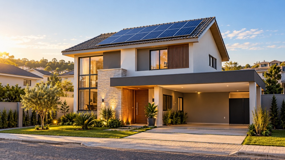 Casa com geração solar — imagem ilustrativa